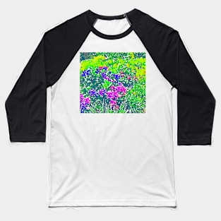 Abstract pink and green floral pattern Baseball T-Shirt